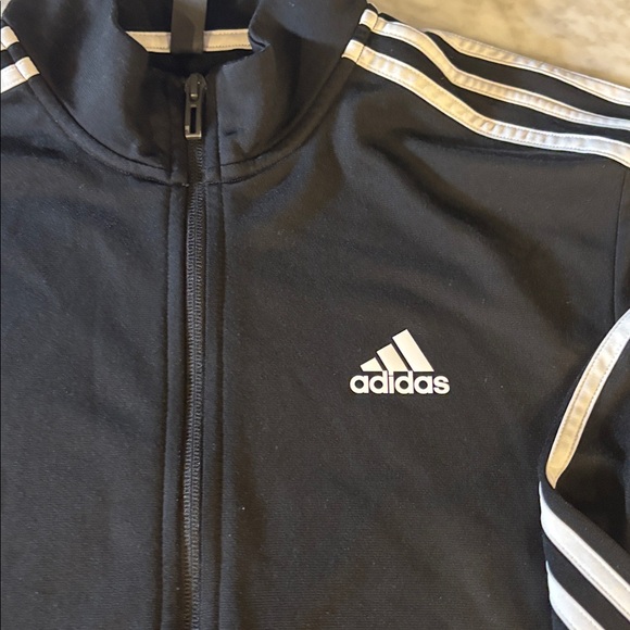 Adidas Black Tricot Jacket with White Accents - Picture 2 of 7